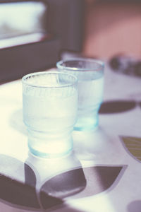 Drinking glasses on table