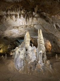 Low angle view of rock formation in water