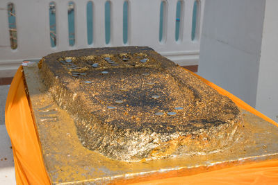 High angle view of bread on table