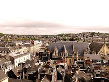 High angle view of buildings in city