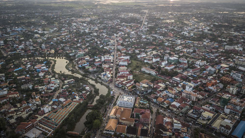 Drone aerial photograph of siem reap, cambodia.