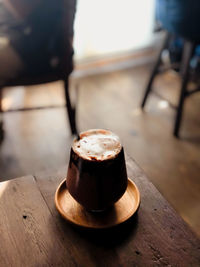 Close-up of coffee on table