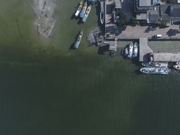 High angle view of buildings in city