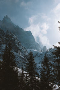 Scenic view of mountains against sky during winter