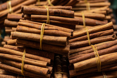 Close-up of cinnamon sticks