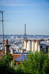 High angle view of buildings in city