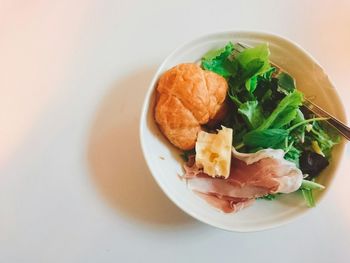 High angle view of food in plate