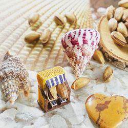 High angle view of dessert on table