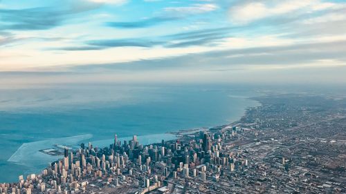 High angle view of sea against sky