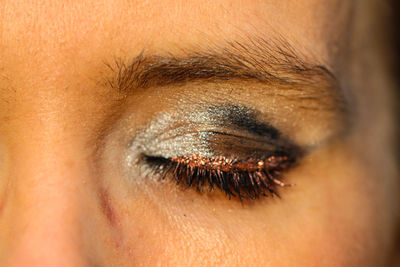 Close-up of woman with eyeshadow