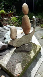 Stack of stones in garden