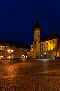 Illuminated building at night