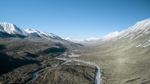 Scenic view of mountains against clear sky