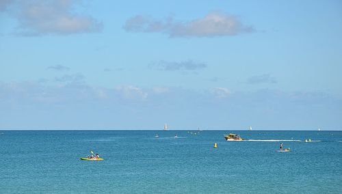 Boat sailing in sea