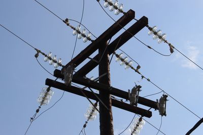 Low angle view of power line against sky