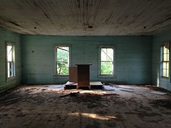 Interior of abandoned schoolhouse