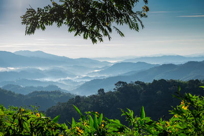 Scenic view of mountains against sky