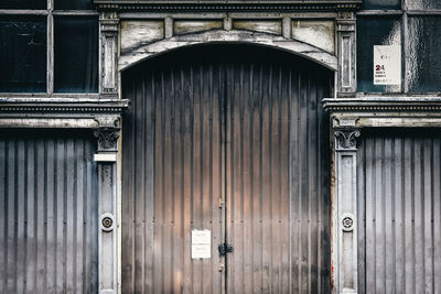 Closed door of old building
