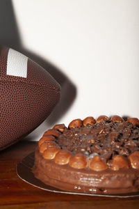 Close-up of dessert in plate on table