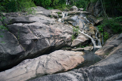 River flowing through rocks in forest