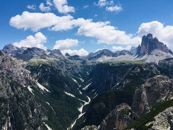 Scenic view of mountains against cloudy sky