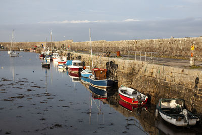 Boats moored , mullaghmore harbour
