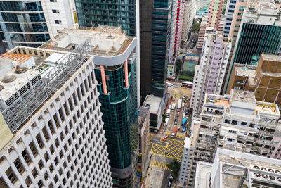 High angle view of buildings in city