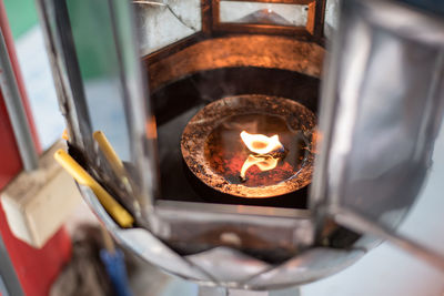 Close-up of lit candles