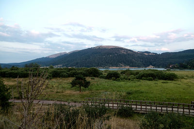 Scenic view of mountains against sky