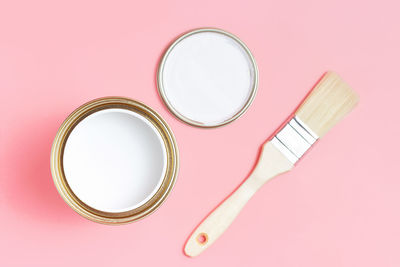 Directly above shot of pink container on table