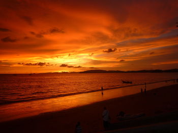 Scenic view of sea at sunset