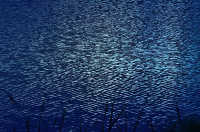 Low angle view of rippled water against blue sky