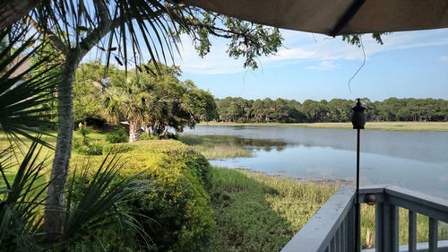 Scenic view of lake against sky