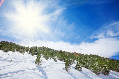 Scenic view of snowcapped landscape against sky