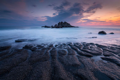 Sea stack at sidonia village in southern crete.