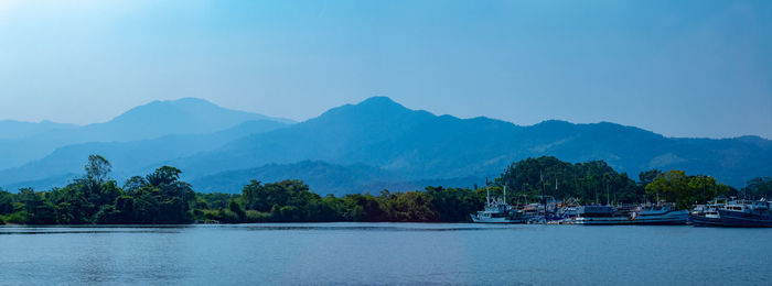 Scenic view of mountains against clear sky