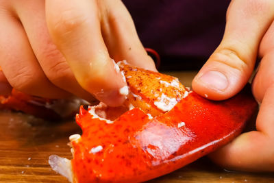 Close-up of person preparing food