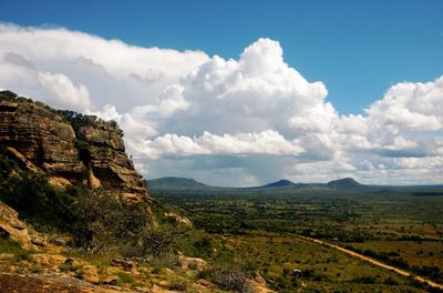 View of landscape against cloudy sky