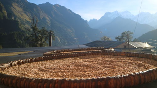 High angle view of ice cream in mountains