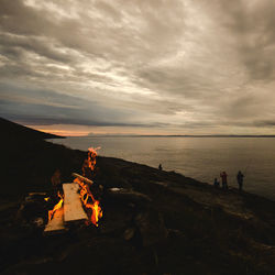 Scenic view of sea at sunset