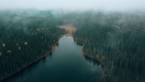 High angle view of river against sky