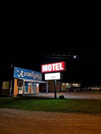 Information sign at night