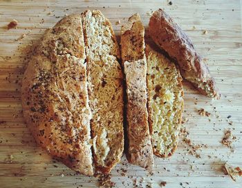 Directly above shot of bread on table