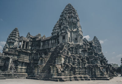 Low angle view of temple building against sky