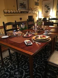 Table and chairs in restaurant