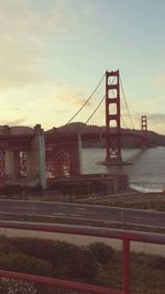 Suspension bridge at sunset