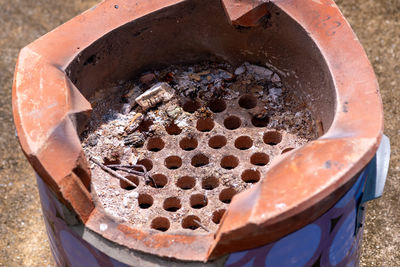 High angle view of rusty metal