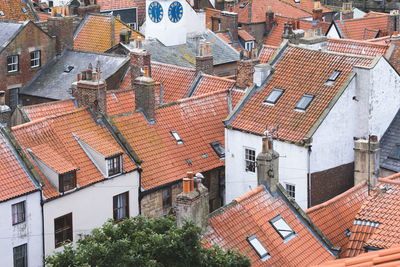 High angle view of buildings in city