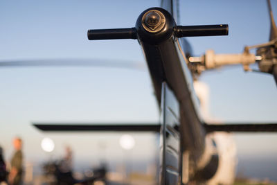 Close-up of coin-operated binoculars against clear sky