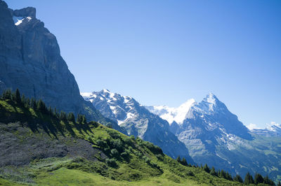 Scenic view of mountains against clear sky